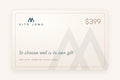 The Gift Card by ALTO LOMA for $399 in ivory with teal logo, reading To choose well is its own gift